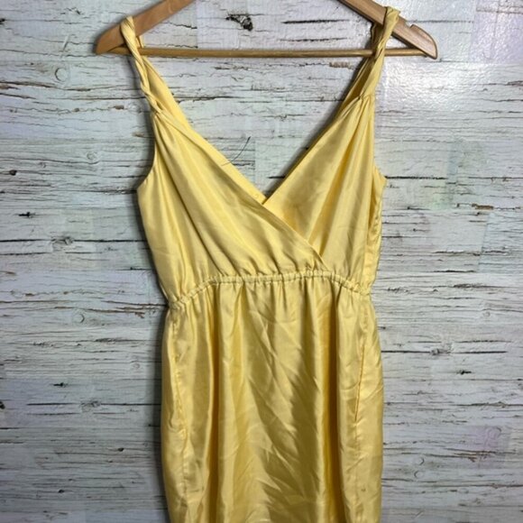 Banana Republic Silk Midi Dress Size 4  yellow - Picture 6 of 9